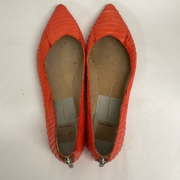 Dolce Vita Pointed Toe Orange 8 snakeskin zip zipper - Picture 2 of 8